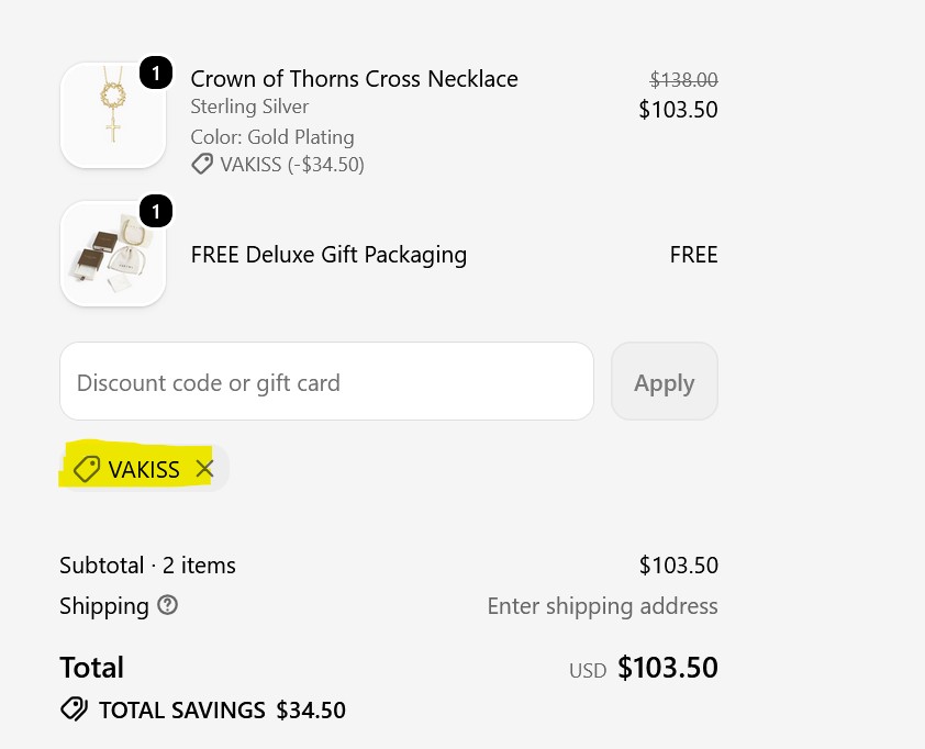 Image of discount code working at checkout