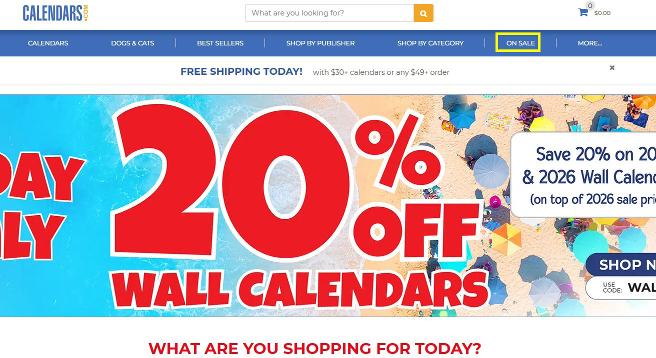 Example of an On Sale link in website navigation