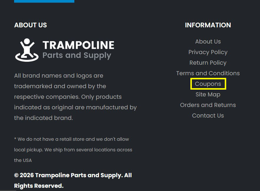 Example of hidden coupon link in website footer